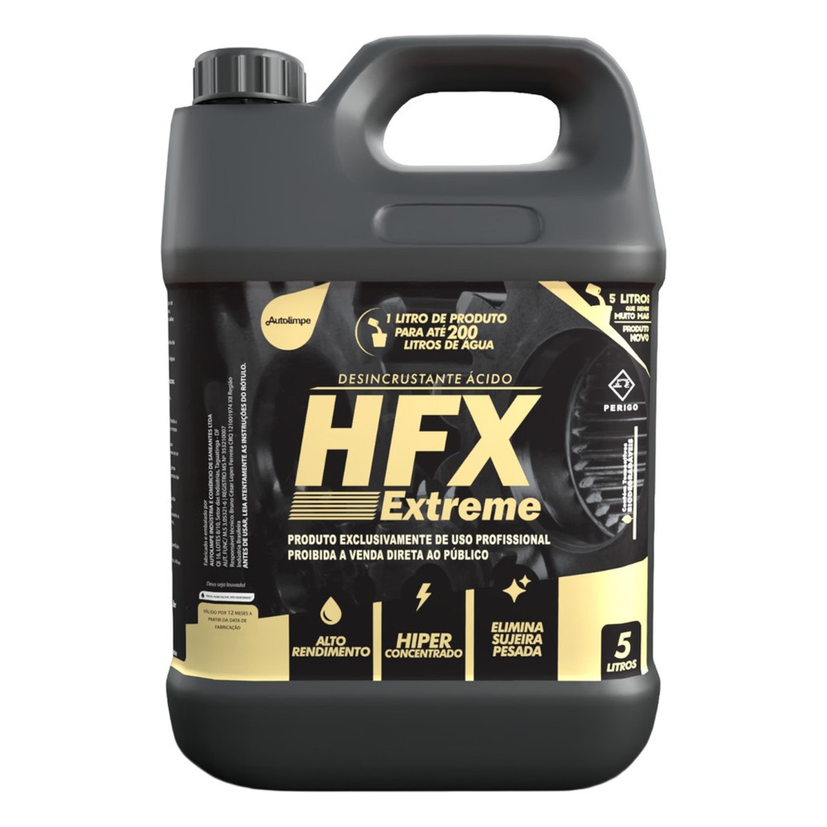 HFX EXTREME 1/200 — DESINCRUSTANTE ÁCIDO — 5 LITROS — produto Autolimpe distribuído pela AgroDetail